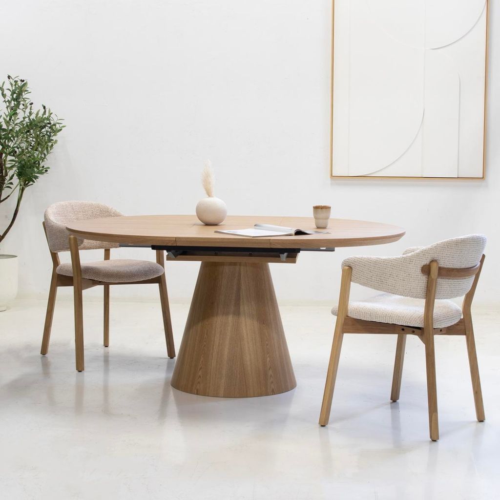 Giga Meubel Eettafel Sivan - Naturel Hout Uitschuifbaar Ø120-160cm