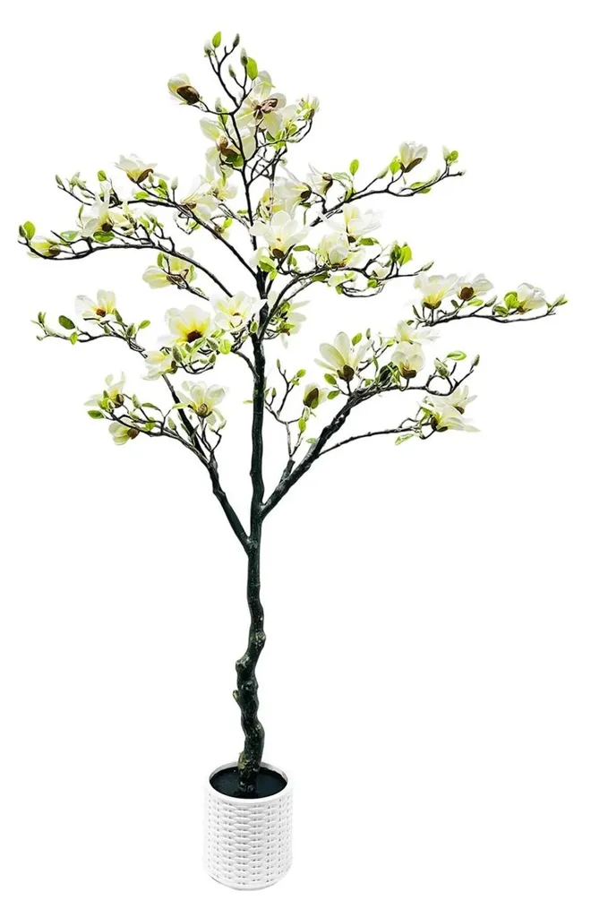 Arbre artificiel magnolia 180cm avec pot - Grande plante d'intérieur
