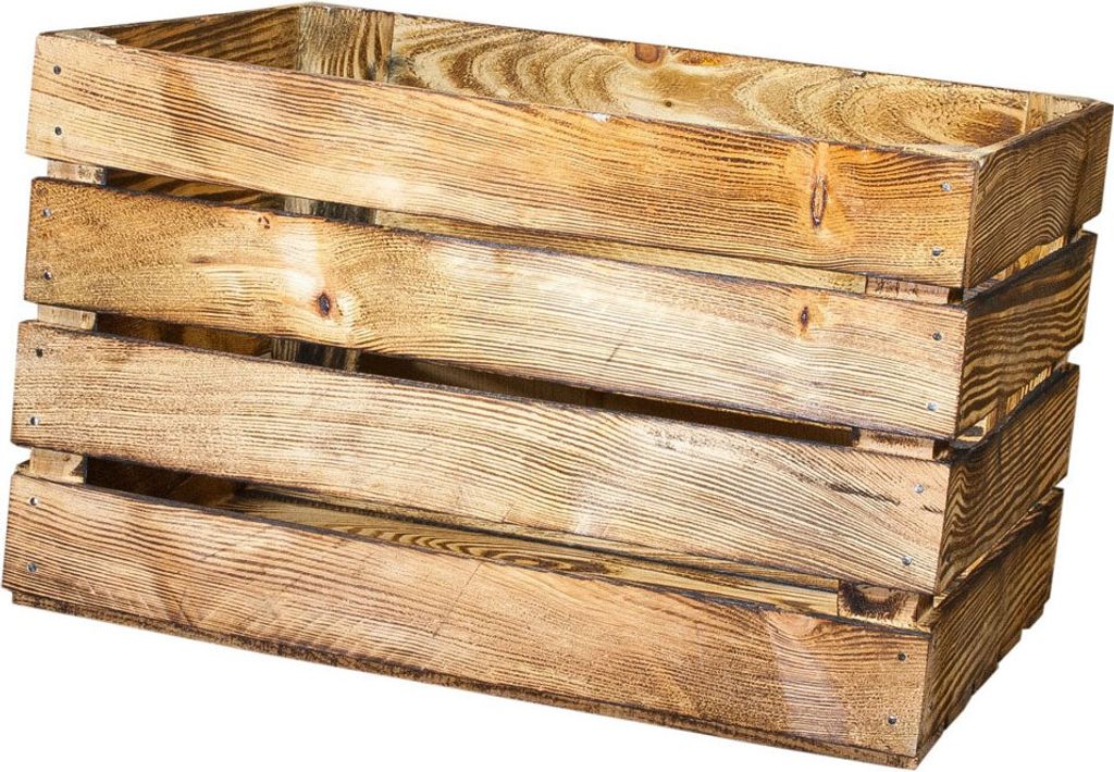 3er Set geflammte/verbrannte Holzkiste 50cm x 40cm x 30cm Regal Kiste Weinkiste Apfelkiste Box Obstkiste Holz