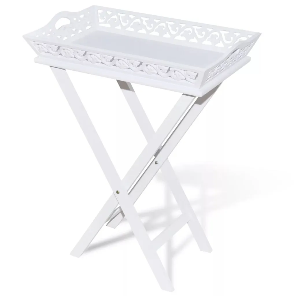 vidaXL Table de Service avec Plateau Blanc - Table d'Appoint Moderne - 2