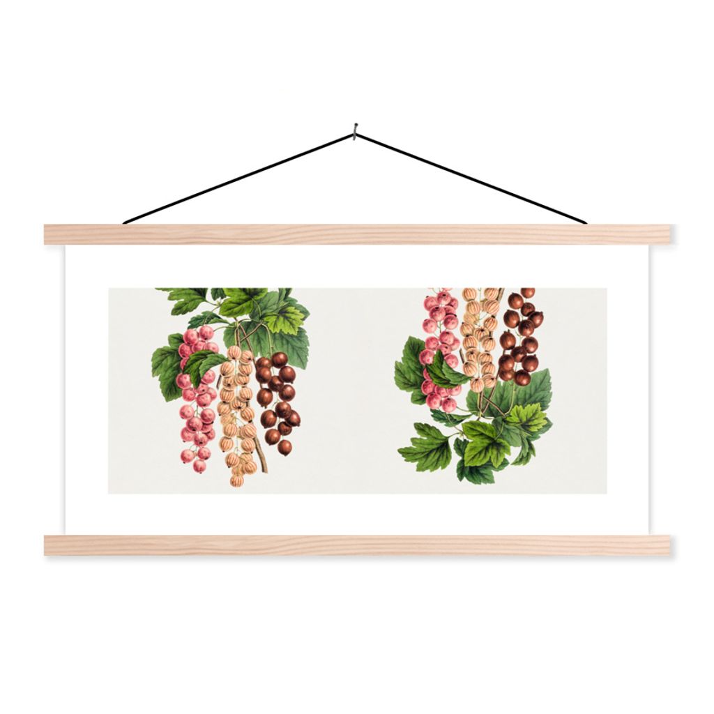 MuchoWow Textilposter Beeren - Lebensmittel - Obst 120x60 cm mit holzfarbenen Rahmen - Klemmleiste