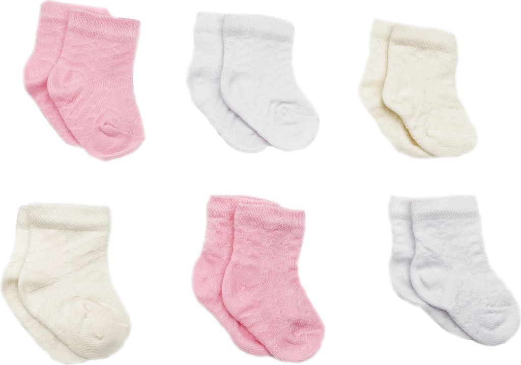 NoblesBox Baby Socken, Baumwolle, Weiß, Beige, Rosa Mix 27