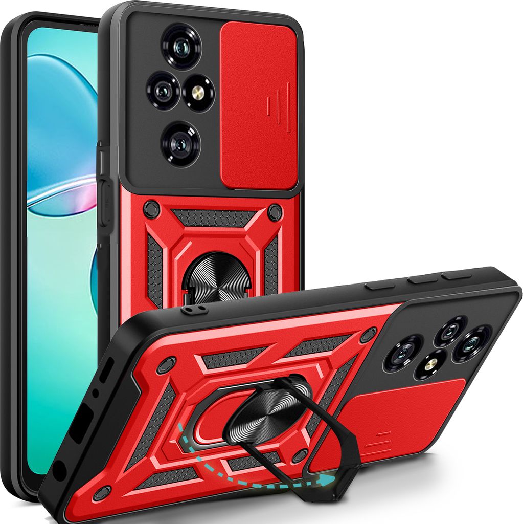 Outdoor Panzer Hülle für Honor 200 Pro Handyhülle mit Slide Kameraschutz Ringhalter in Rot