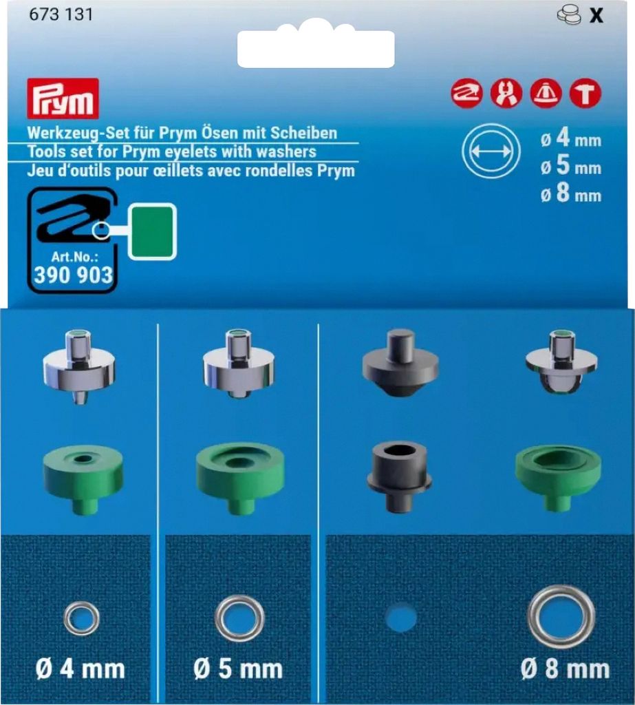 Prym Werkzeugset für Ösen mit Scheiben 4 5 8 mm 8-teiliges Produktbild 