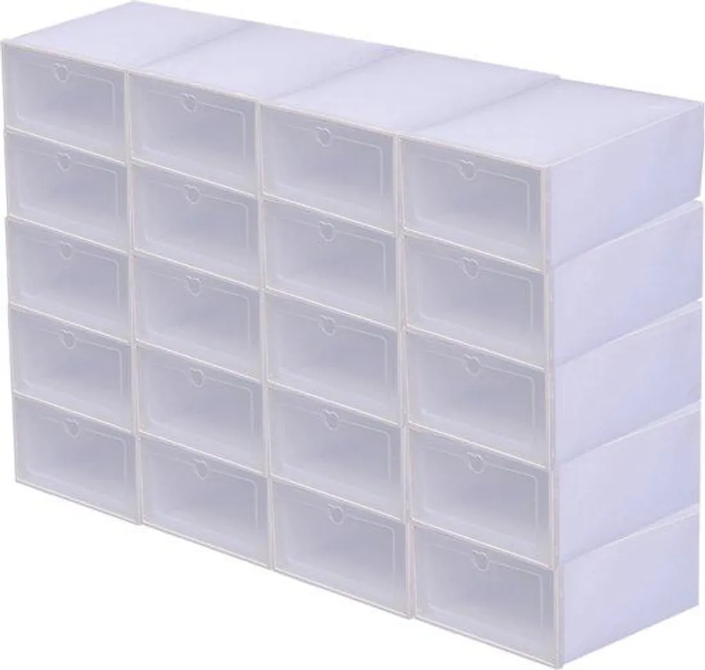 Boîte à chaussures transparente anti-poussière lot de 20 facile à monter