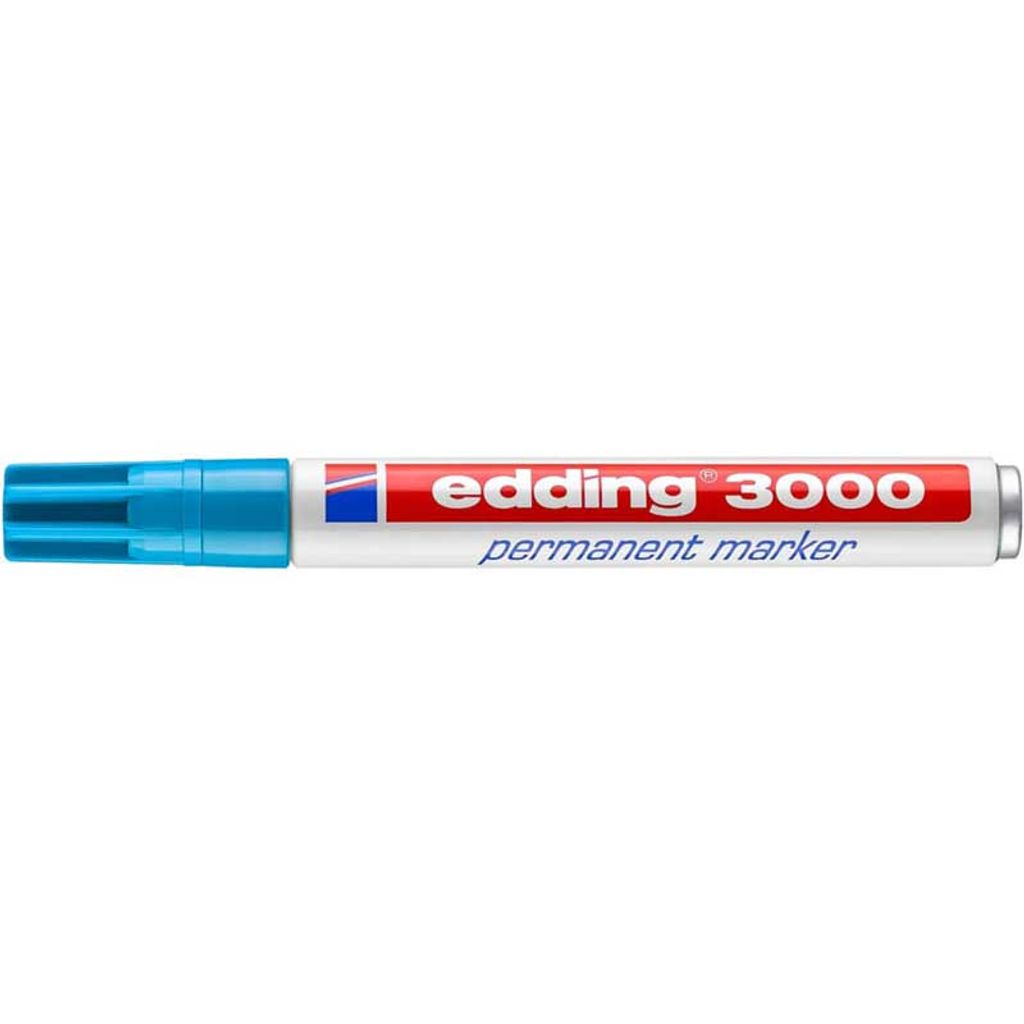 Edding 3000, Světle modrá, Kuličkový hrot, Modrá, Červená, Obrázek produktu 