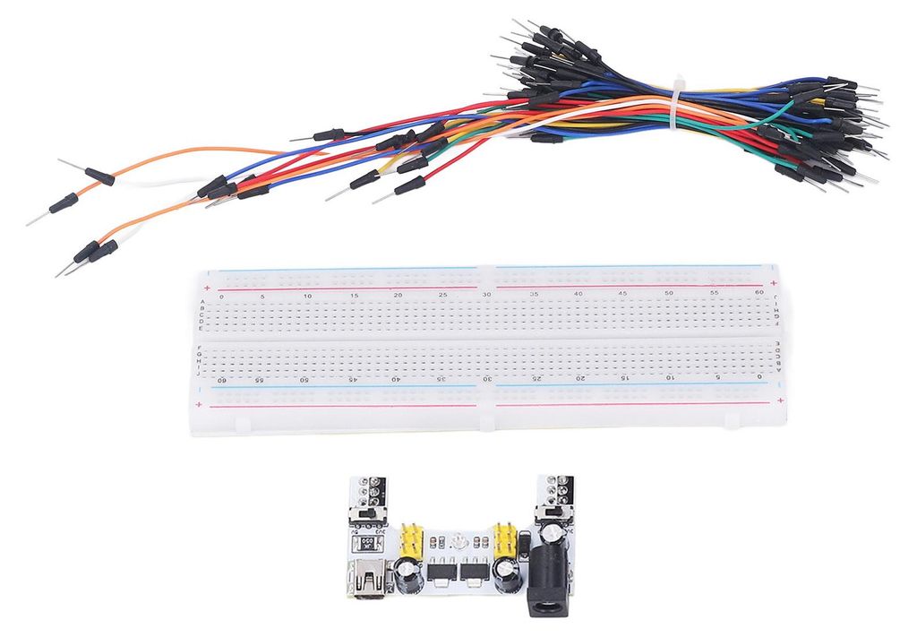 Steckbrett-Set, elektrisch, 830 Verbindungspunkte für Anfänger, Starter mit Stromversorgungs-Überbrückungskabeln, 12 V, Weiß
