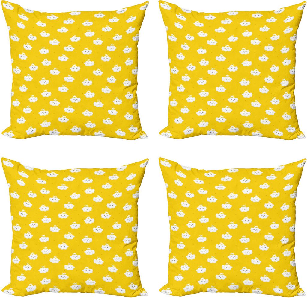 ABAKUHAUS Gelb und Weiß Kissenbezug Set (4 Stück), Cloud-Motiv, Moderner Doppelseitiger Digitaldruck, 45 cm x 45 cm, Erde Gelb Weiß