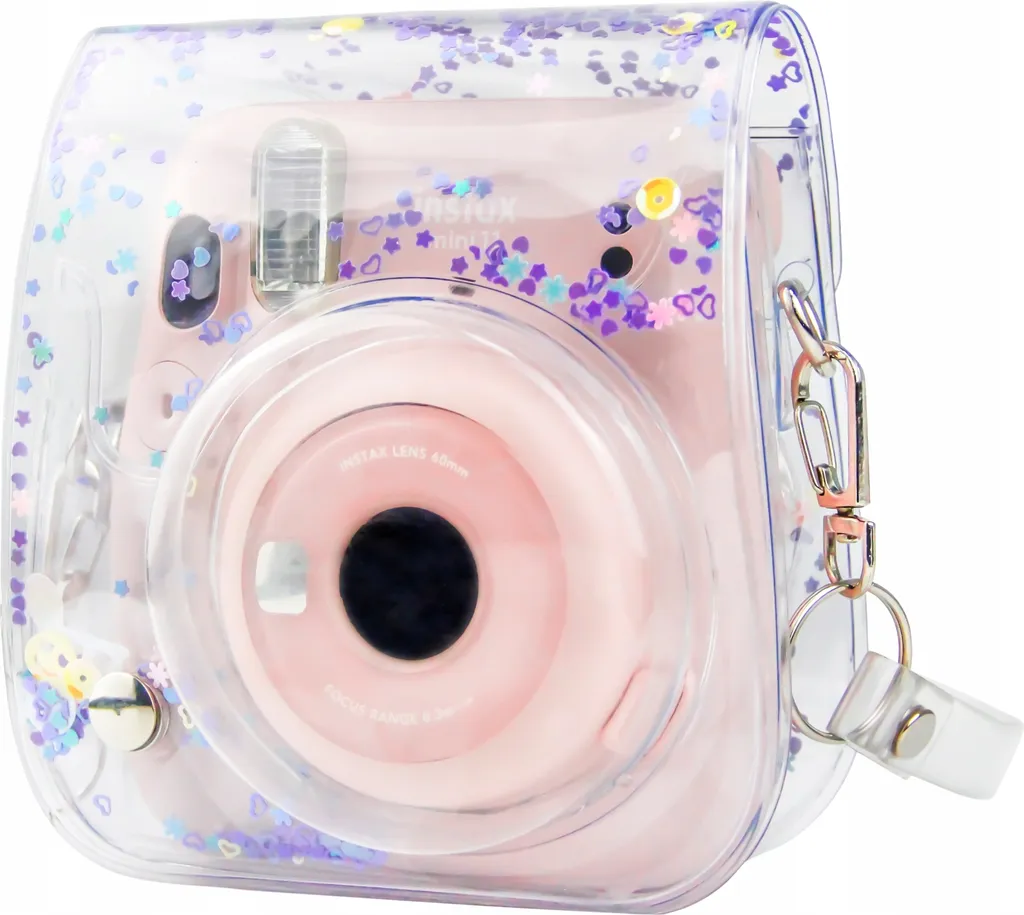 Étui Instax Mini 11 Transparent et Violet à Paillettes Haute Résistance