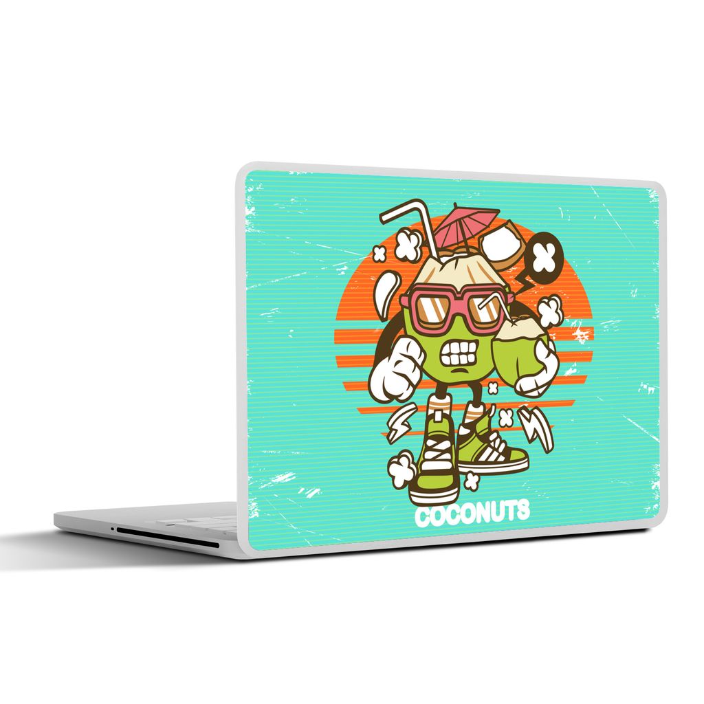 MuchoWow Laptop Aufkleber Sticker Cover Kokosnuss - Gläser - Retro 31x22.5 cm - Laptop-Deko