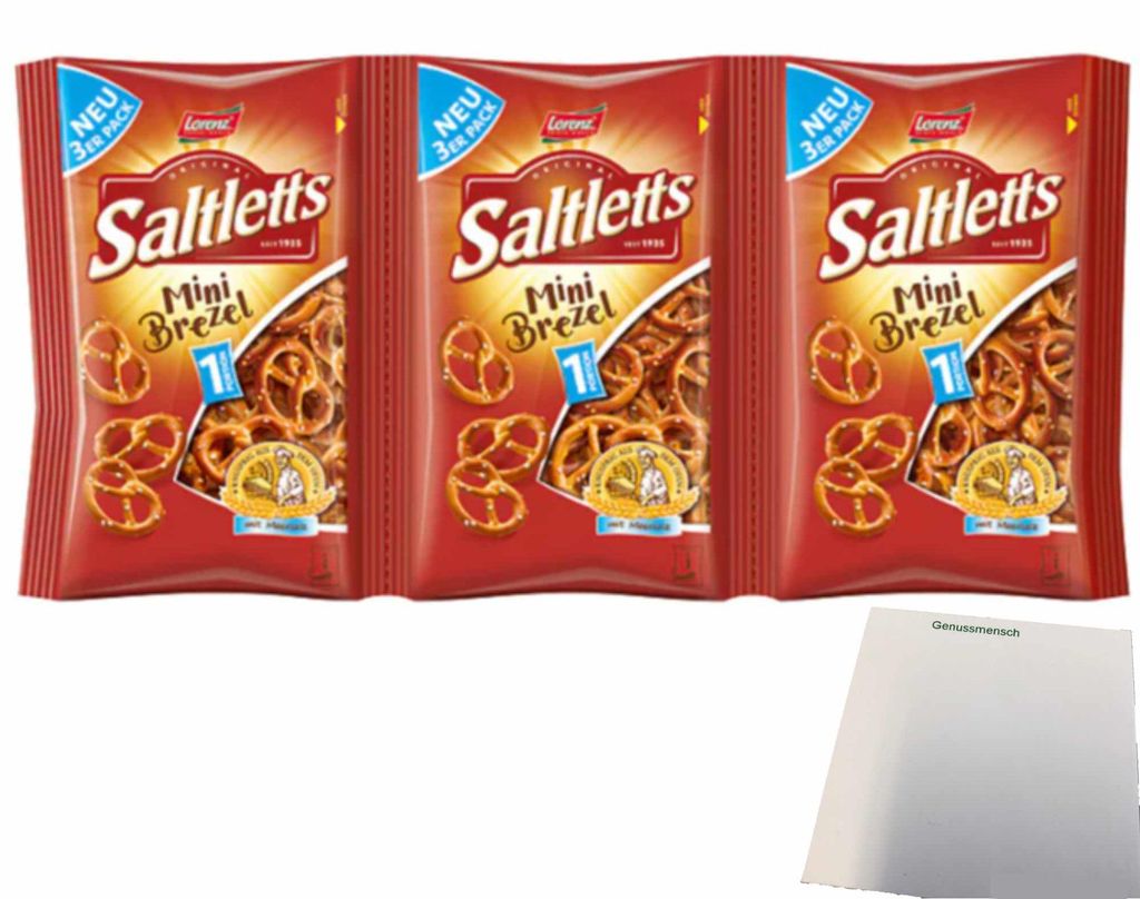 Lorenz Saltletts Mini Brezel (3x40g Packung) + usy Block