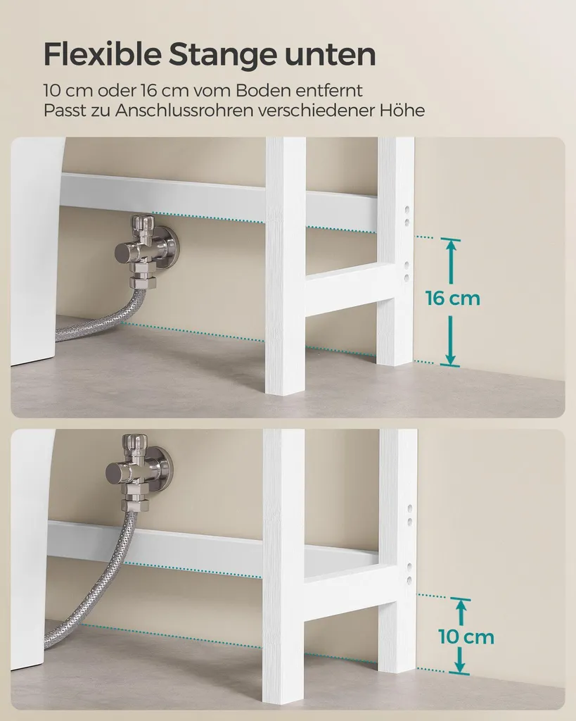 Solution gain de place : Tablette de toilettes réglable en blanc nuage - 4