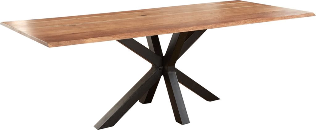 SAM Esstisch Baumkante massiv Akazie natur 300 x 100 schwarz SPYRO