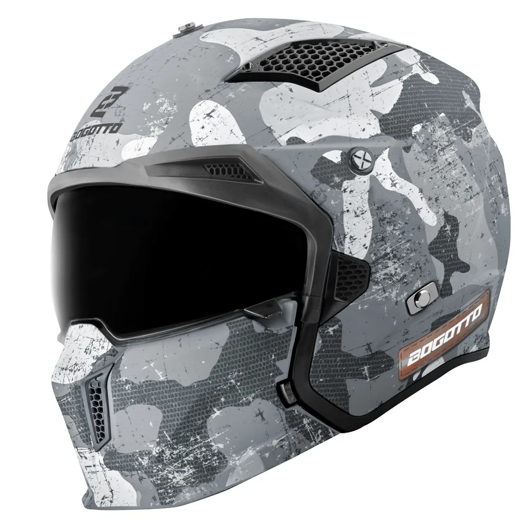 Casco Bogotto Radic Camo Bianco Opaco XS - Sicurezza Jet Urbana