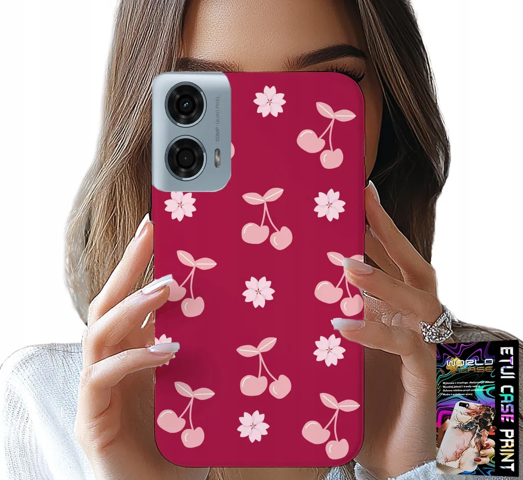 Custodia Motorola Moto G35 Ciliegie Foil - Cover Elegante Maroon