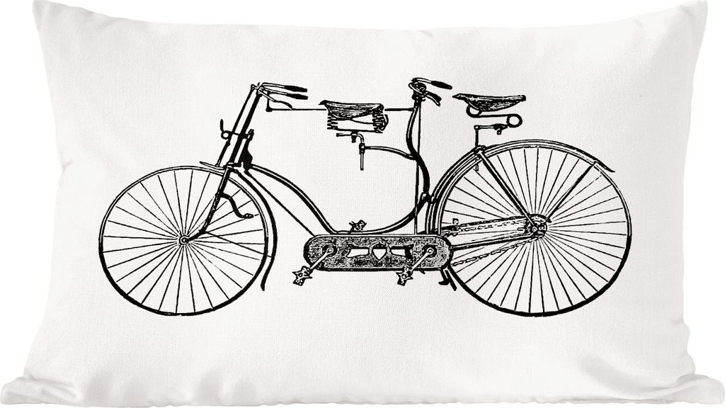 MuchoWow Zierkissen Sofakissen Wohnzimmer Dekokissen 50x30 cm Retro - Fahrrad - Tandem - Wohnzimmerdekoration - Polster mit Photo