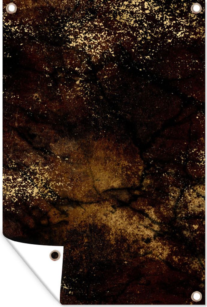 MuchoWow 80x120 cm Outdoor-Poster Gartendeko Sichtschutz Garten Poster für den Garten Gold - Schwarz - Abstrakt