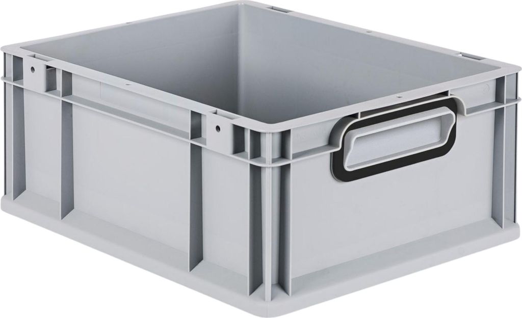 Eurobox NextGen Color | HxBxT 17x30x40cm | 16 Liter | Griffe schwarz geschlossen | Glatter Boden | Grau | Eurobehälter, Transportbox, Transportbeh...