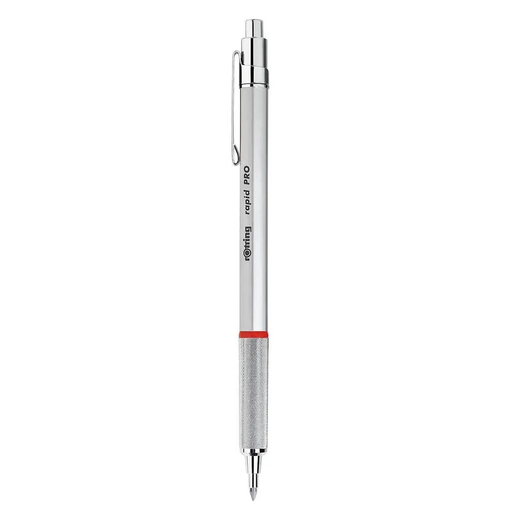 Stylo rOtring Rapid Pro Chrome avec zone de préhension moletée bleue