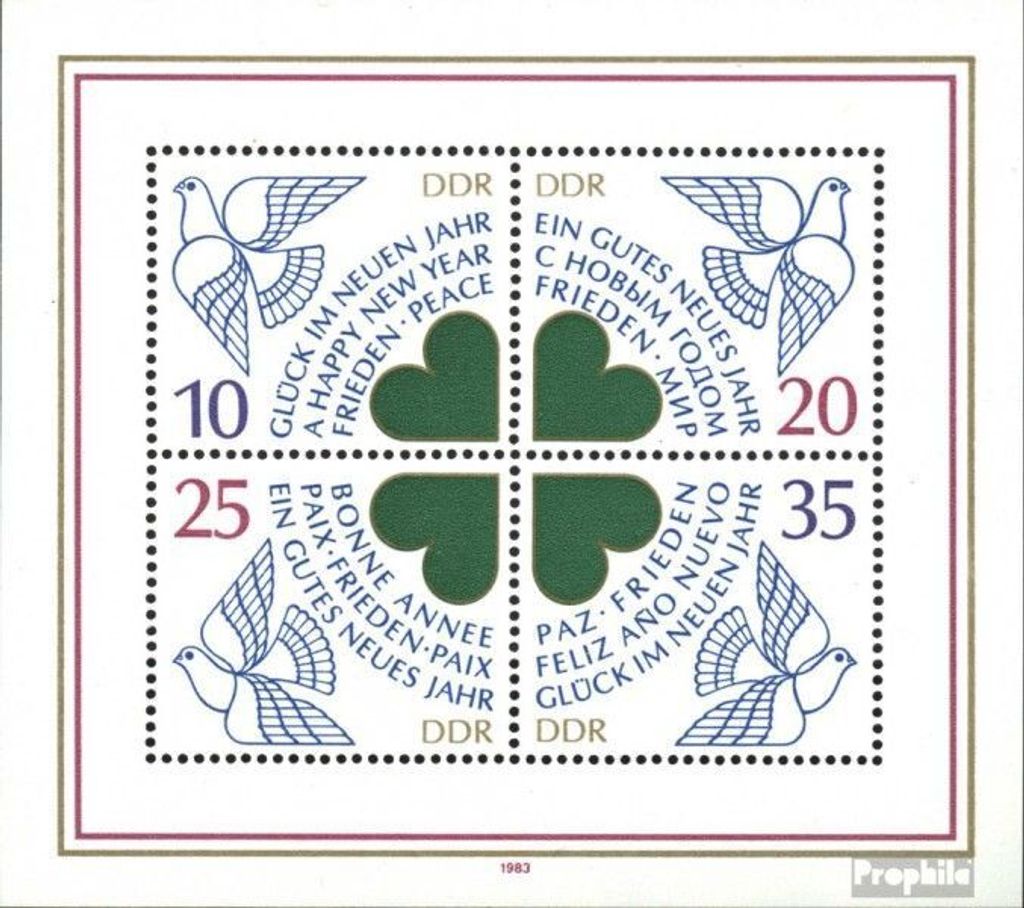 Briefmarken DDR 1983 Mi Block75 (kompl.Ausgabe) gestempelt Neujahr 1984 / Bl.75