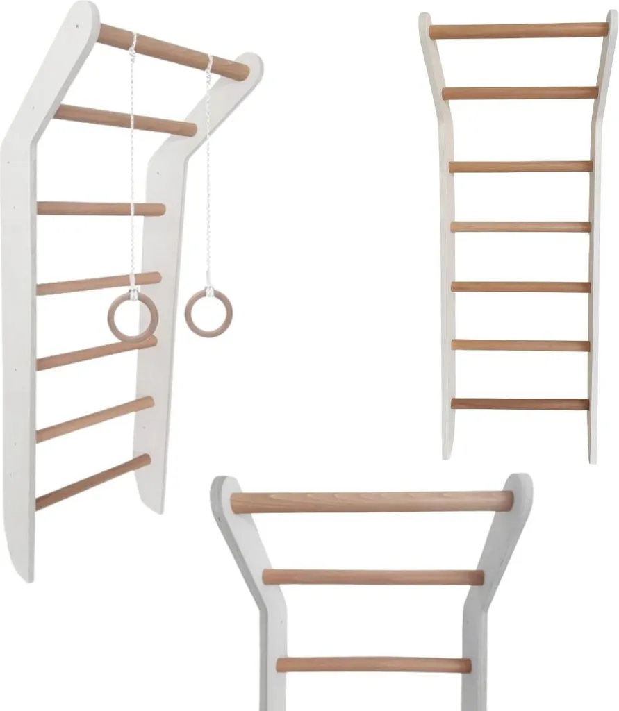 Échelle de gymnastique Toddler Blanc en bois - Sécurité et design épuré