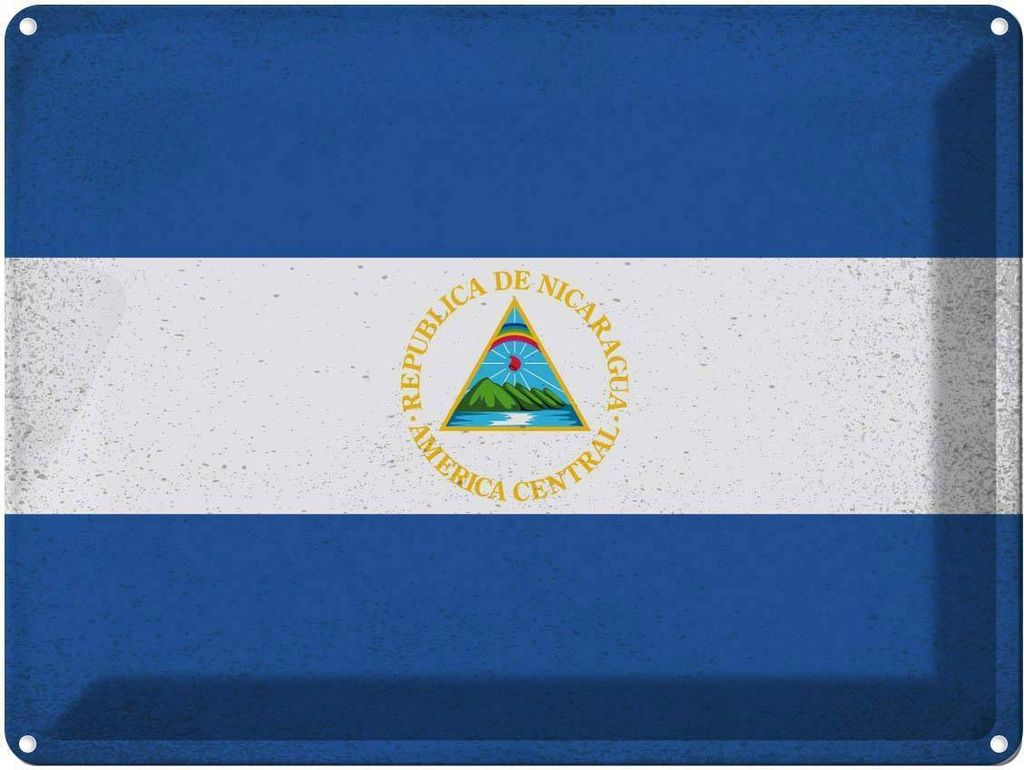 vianmo Blechschild 30x40 cm Nicaragua Flagge Fahne Wappen