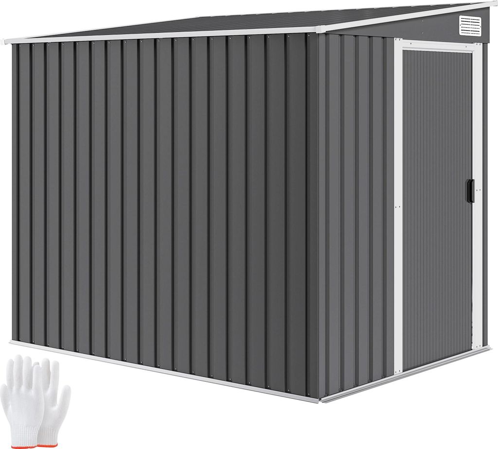 Outsunny Metall Gerätehaus 2,81m² 154x206,5x181 cm Geräteschuppen mit Pultdach