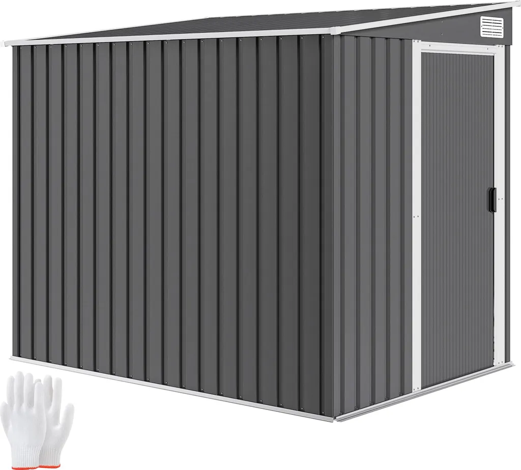 Cabane de Jardin 154x206cm avec Toit en Pente et Fondation pour Rangement