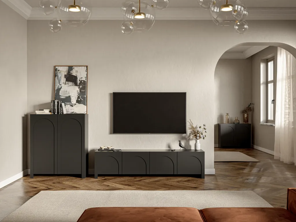 Meuble Rangement Noir 100cm pour Salon et Entrée - Sideboard Arco Chic - 7