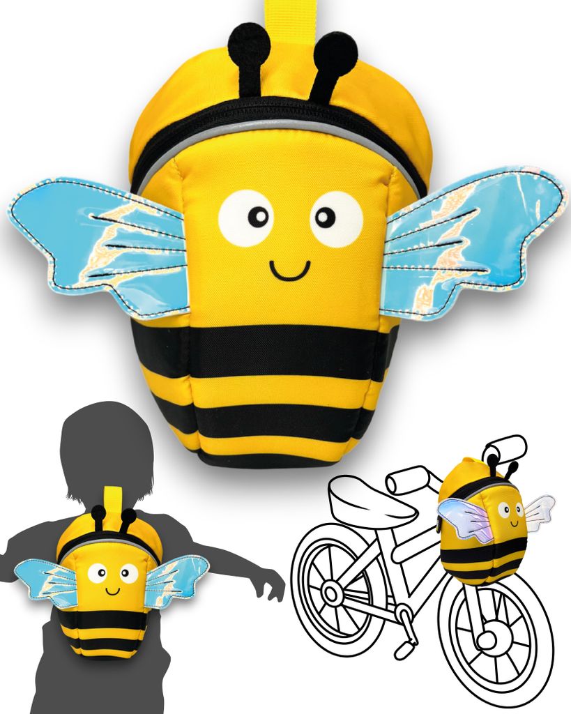 HECKBO 2-in-1-Kinderrucksack & Lenkertasche – Bee – Laufrad, Fahrrad-Lenkertasche, Fahrradkorb, Fahrradtasche, Laufrad-Tasche, Lenkertasche, Dr...