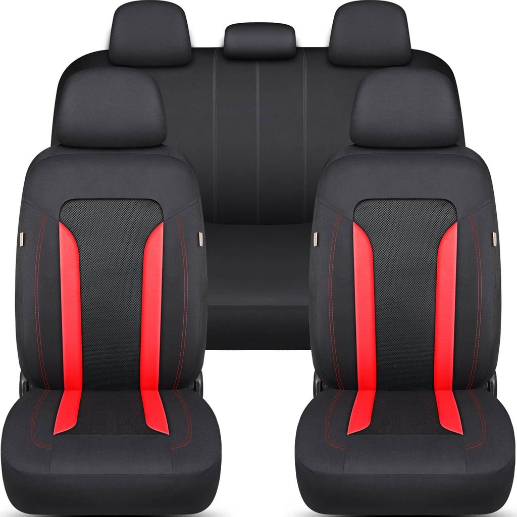 Schonbezüge-Komplettset für Audi Q3 F3 Bj ab 2018 in Schwarz/Rot FT3