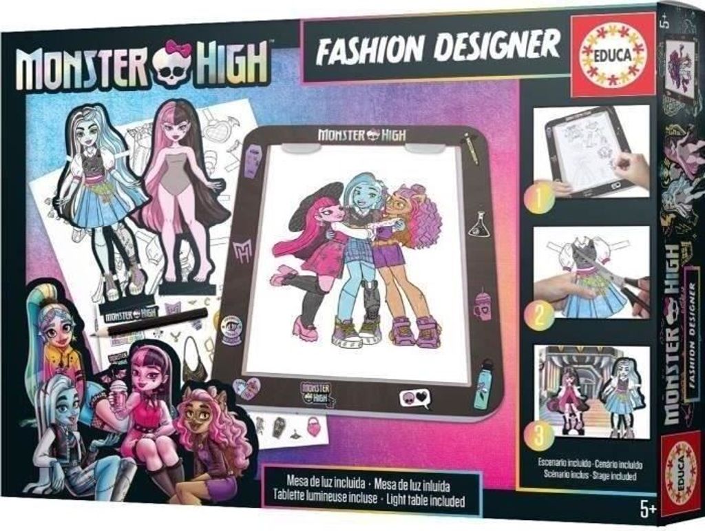Educa - Monster High Fashion Designer - Kreiere unendliche Designs und Kombinationen mit dem Leuchttisch. Ab 5 Jahren (19826) EDUCA