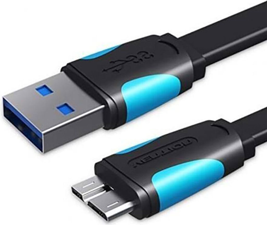 Flachkabel Vention VAS-A12-B150, USB-A 3.0 auf Micro-B, 1,5m, schwarz