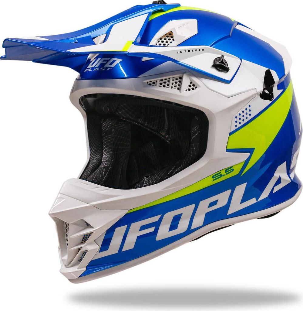 Ufo Plast Motocross-Helm Intrepid Helm Interpid M Blau Gelb