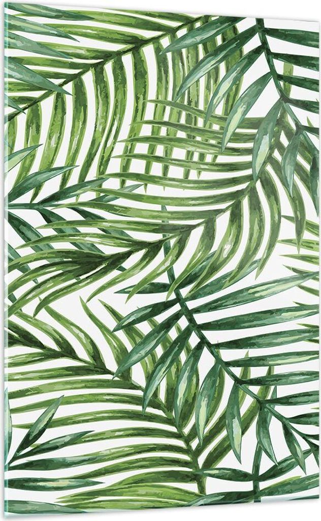 Bilder auf glas - Einteilig - Palme Blatt grün - 70x100cm - Glasbilder - Wandbilder - Bilder - zum Aufhängen bereit - Wanddekoration aus Glas - G...