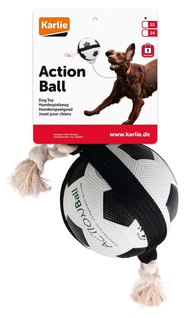 Karlie Action Fußball - Hundespielzeug - Gummi - Schwarz-Weiß - 40x12,5x12,5 cm