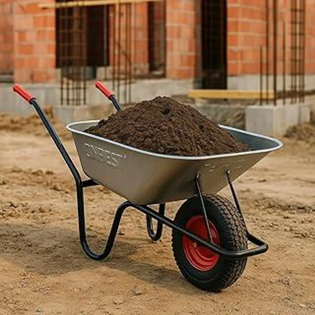 Carriola da 100 litri completamente zincata argento – portata 250 kg – pneumatici su cerchi in acciaio – telaio in acciaio verniciato a polvere nero – carriola da cantiere carriola da giardino – sacco per rifiuti da giardino grande Plus