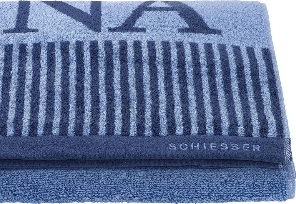 Schiesser Frottier Saunatuch Rom | 100% Baumwolle aus hachhaltiger Produktion | garngefärbt, weich, saugstark, groß | 75x200 cm | Hellblau