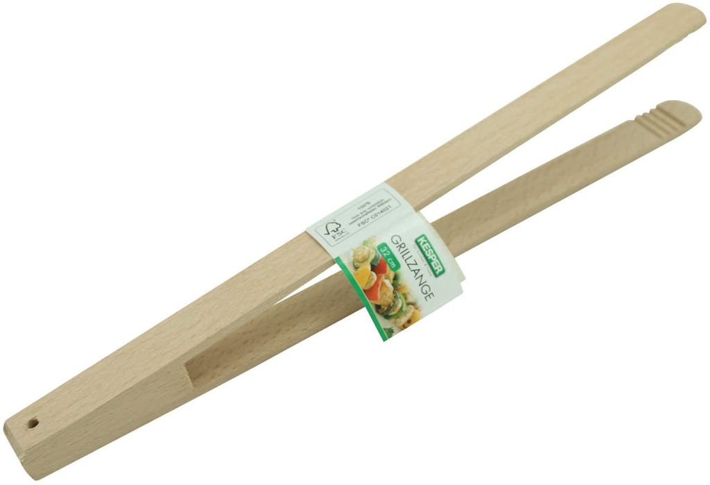 KESPER Grillzange, Holz, Beige, 32 x 6 x 2 cm Produktbild 