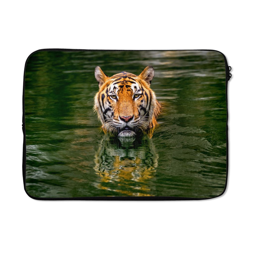 MuchoWow Laptop Hülle 14 ZollTiger im Wasser Laptoptasche - Laptoptasche - Stoßsicher - Schutzhaube