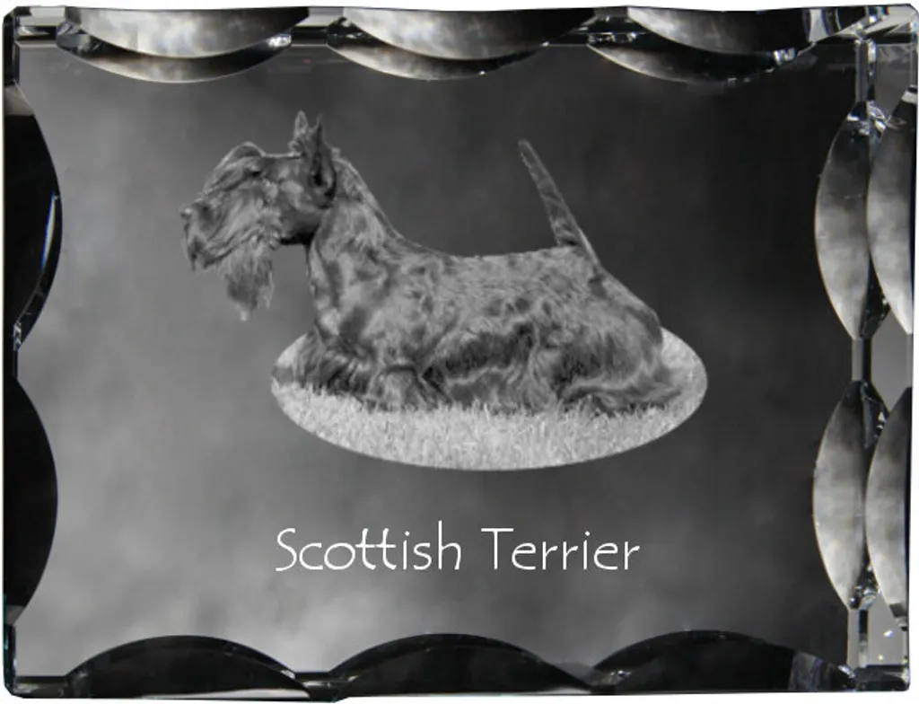 Scottish Terrier Cristallo Art-Dog - Statuetta in Vetro con Foto Incisa