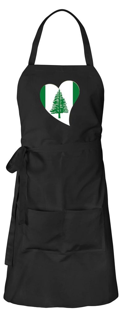 Huuraa Schürze Norfolk Flagge Herz Schwarz mit Taschen Baumwolle Kochschürze Geschenkidee