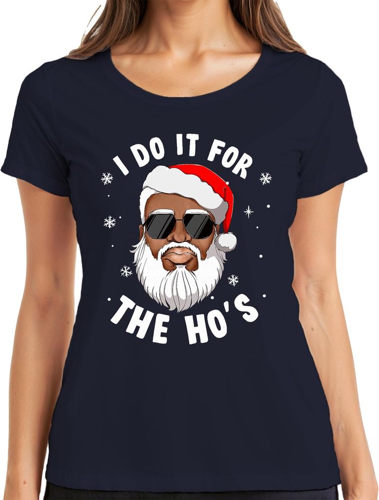 I Do It For The Ho's Santa Weihnachtsmann Geschenk lustig Damen T-Shirt, Navy, XXL