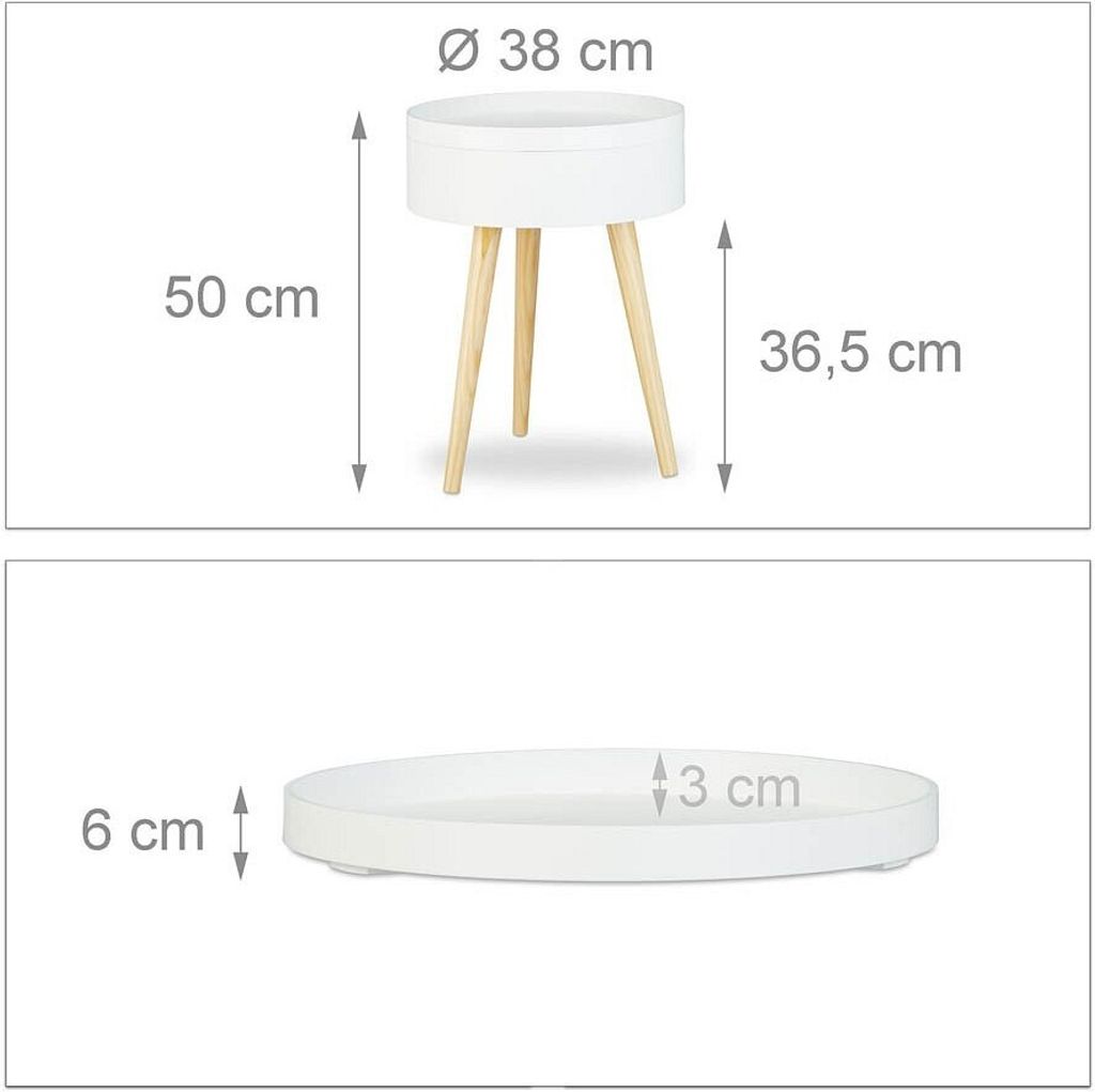 relaxdays Stolik boczny drewniany biały 38,0 x 38,0 x 50,0 Zdjęcie produktu 4