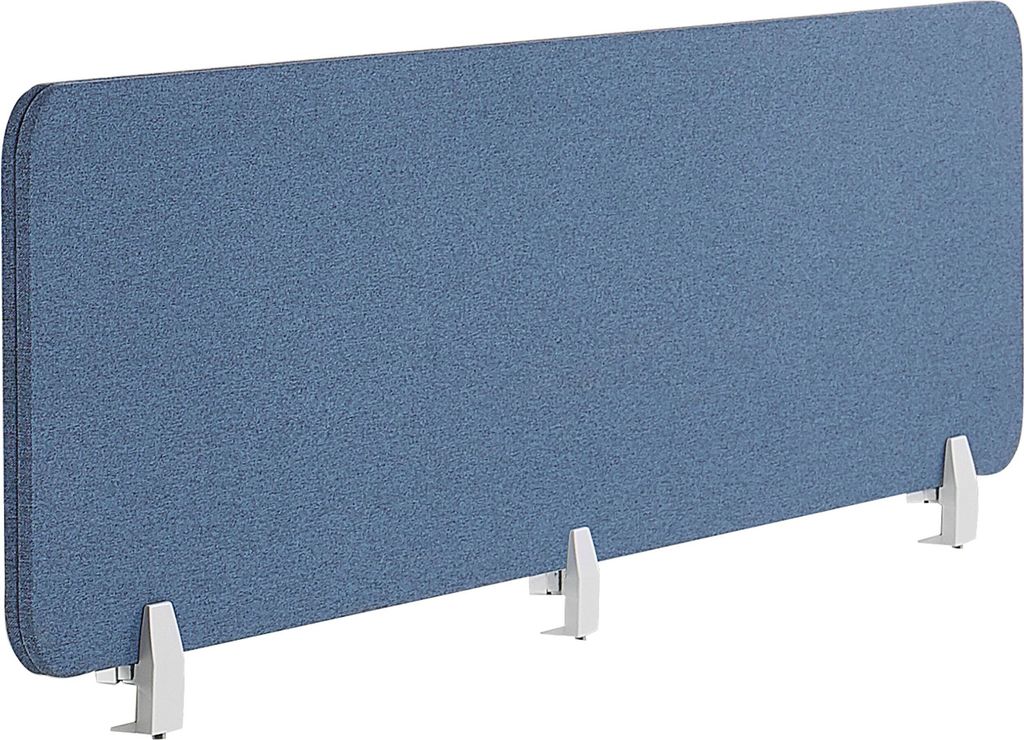 BELIANI Schreibtisch Trennwand Blau Stoff PET Kunststoff 180 x 40 cm zum Aufstellen Klemmen Schallschutz Sichtschutz Pinnwand Büro Home Office