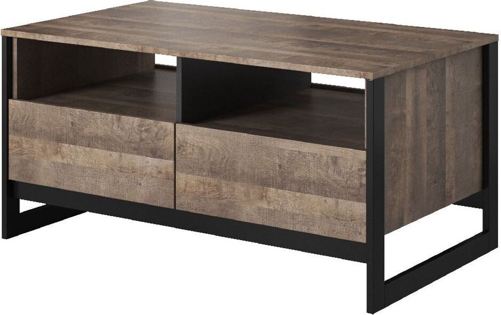 Couchtisch ARDEN E Kaffeetisch mit Schubladen eiche sand grande / matera
