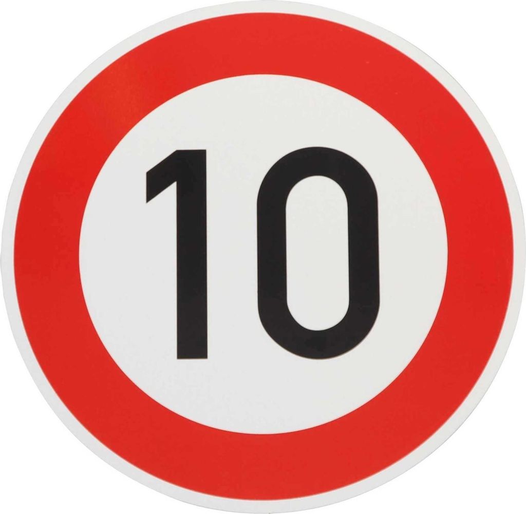 ORIGINAL Verkehrzeichen 10 KM/H Schild Nr. 274-10 nach StVO und RAL Verkehrsschild Straßenschild Metall zum 10. Geburtstag als 10km Geburtstagssch...