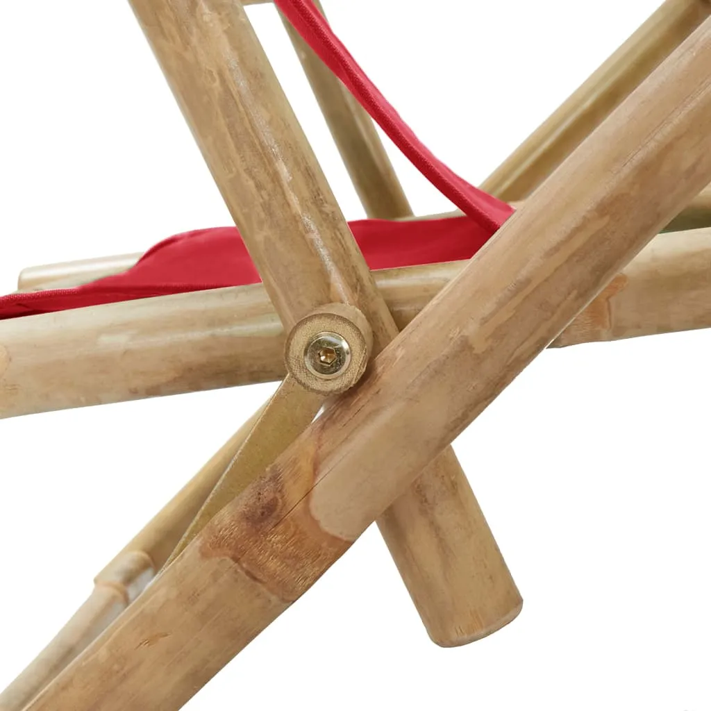 Sedia Relax in Bambù vidaXL Rossa: Comfort Naturale e Regolabile - 7