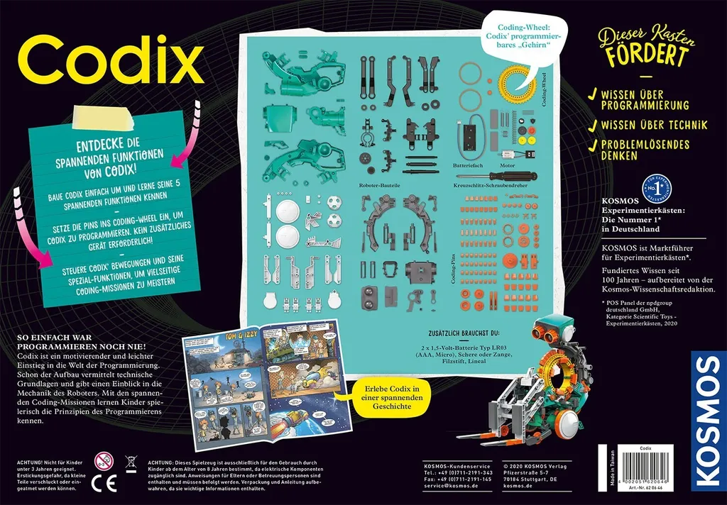 Robot éducatif programmable Codix KOSMOS : Kit de robotique STEM 5 en 1