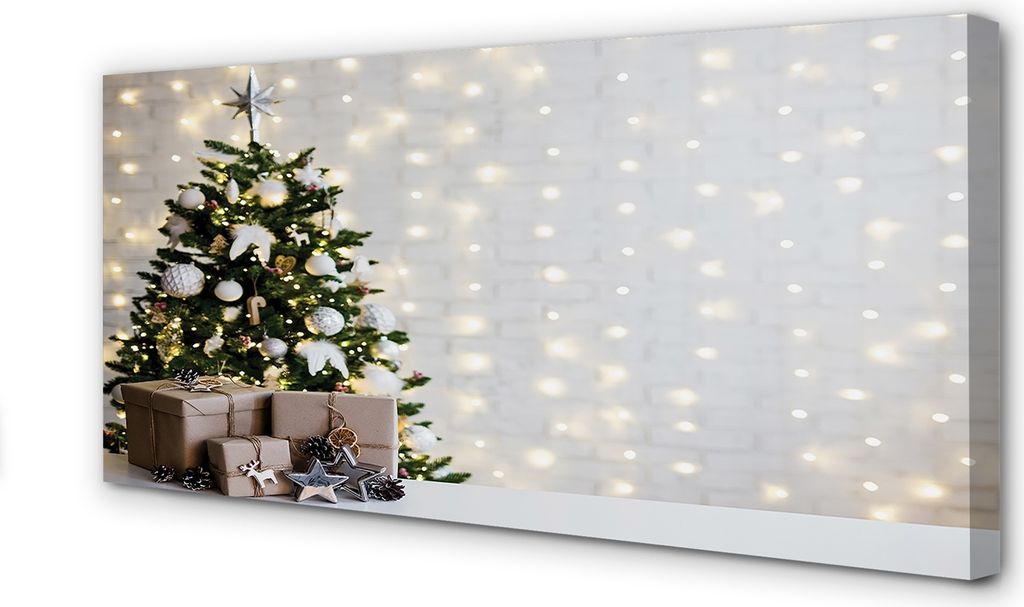 Leinwandbild 140x70 Wandkunst Weihnachtsbaumdekoration Geschenke